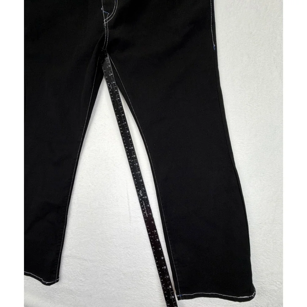 True Religion Ricky Relaxed Straight Jeans Rinse Black Contrast Stitch Mens 36